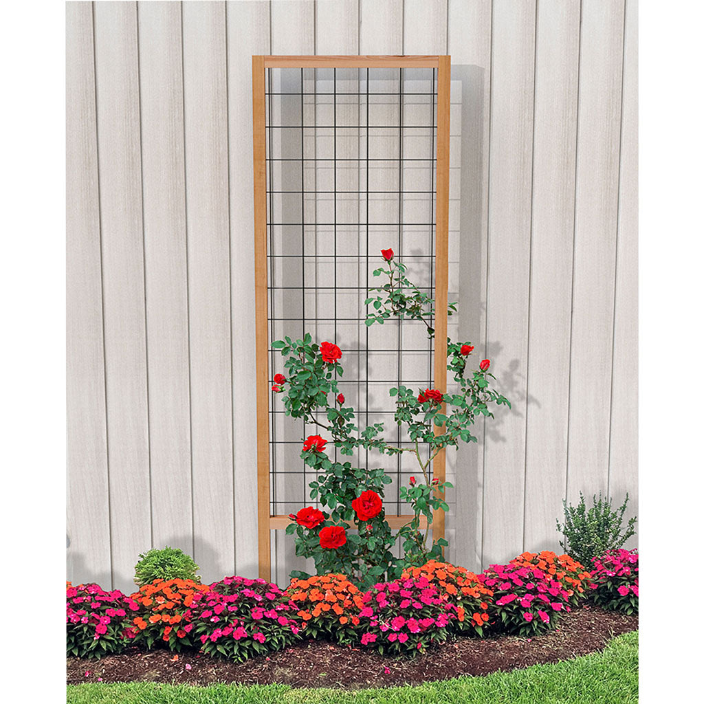Wood Frame Wire Grid Garden Trellis (CEDAR, 72 IN)