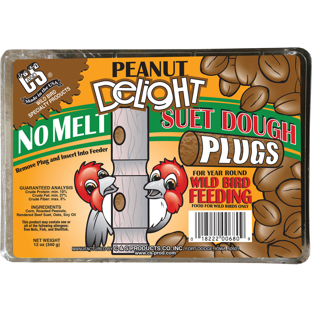 C&S Delight No Melt Suet Dough Plugs (PEANUT, 8/12 OZ)