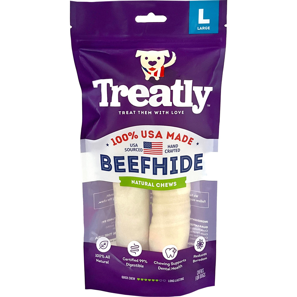 Treatly 100% Usa Beefhide Rolls (NATURAL, 8 IN-2 PK)