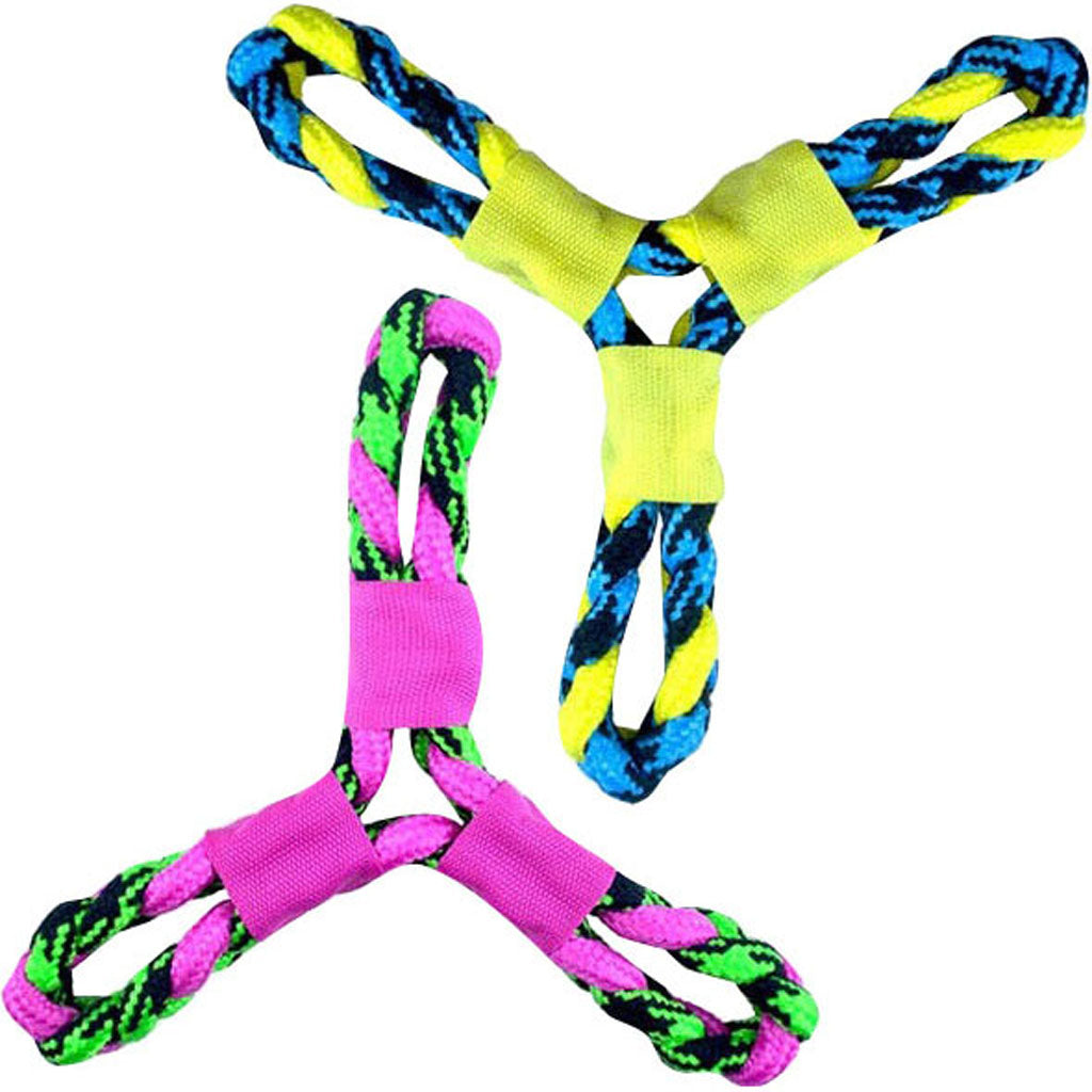 Pet Park Blvd Paracord Rope Twisted Tri-Flyer (PINK)