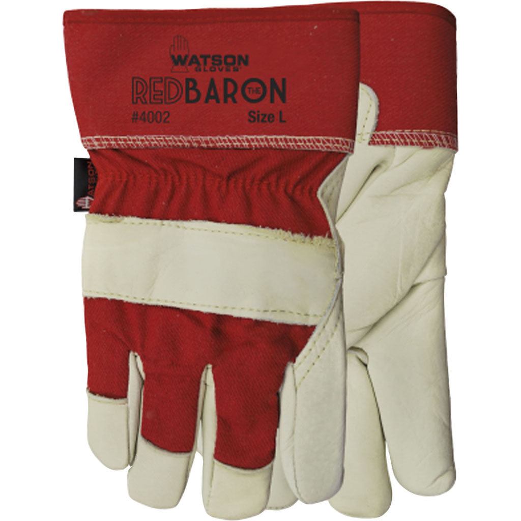 Watson Gloves Mens Red Baron Full Grain Cowhide (WHITE, SM)