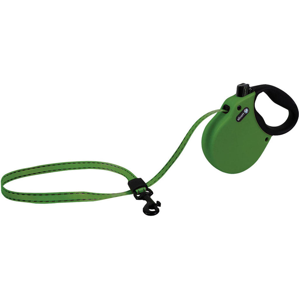 Alcott Adventure Retractable Belt Leash (GREEN, XS-10 FT)