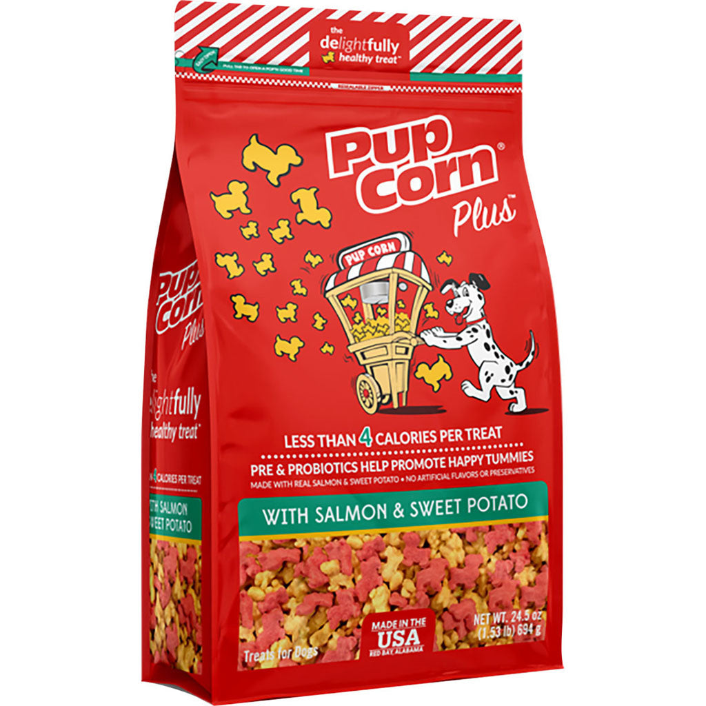 Pupcorn Plus Dog Treats (SALMON/SWEET PO, 24.5 OZ)
