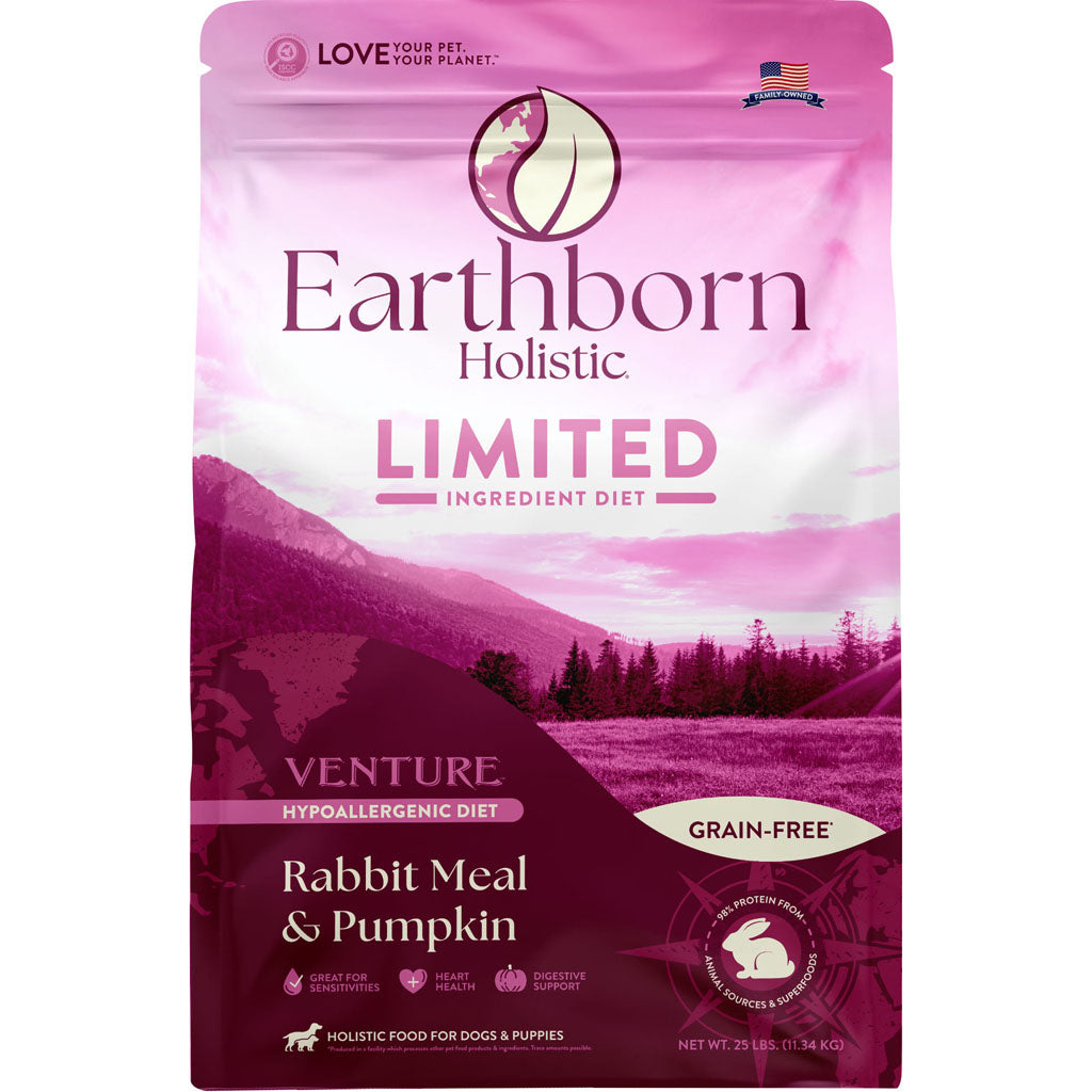 Earthborn Holistic Venture Lid Grain Free Dog Food (RABBIT, 25 LB)
