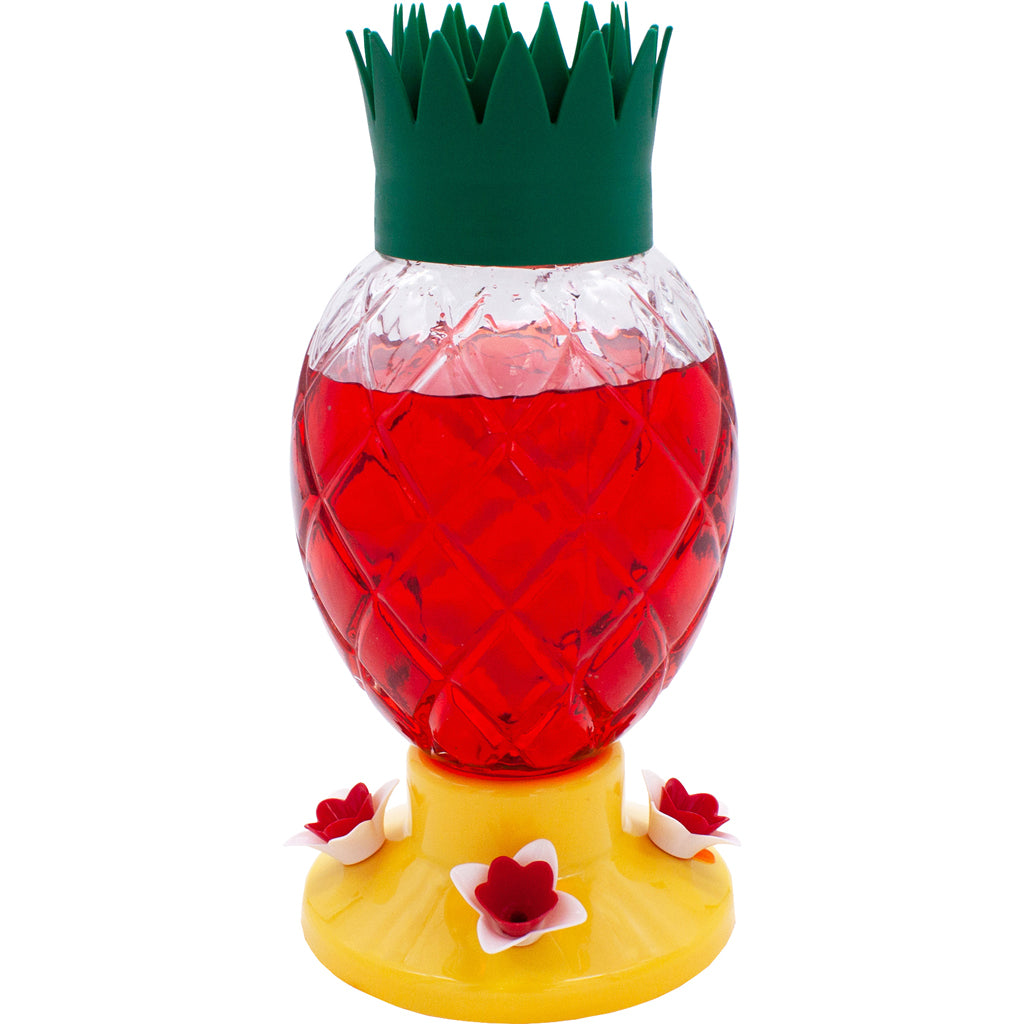 Pineapple Glass Hummingbird Feeder (GREEN/YELLOW, 34 OZ)