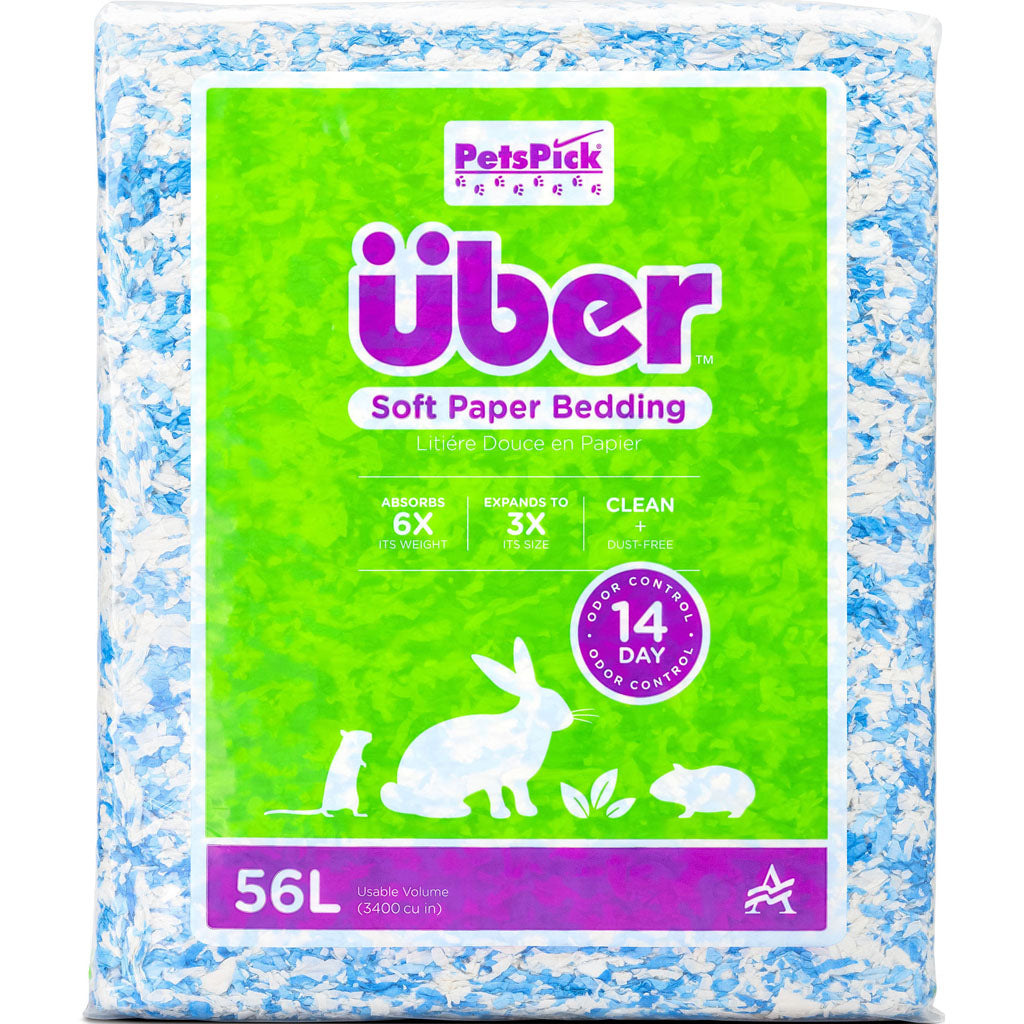Uber Soft Paper Pet Bedding (BLUE/WHITE, 56 L)