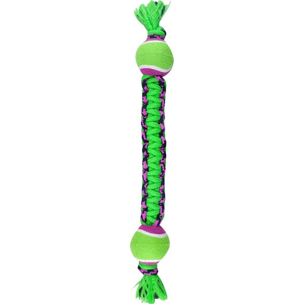 Pet Park Blvd Paracord Rope Double Tennis Tug (GREEN)