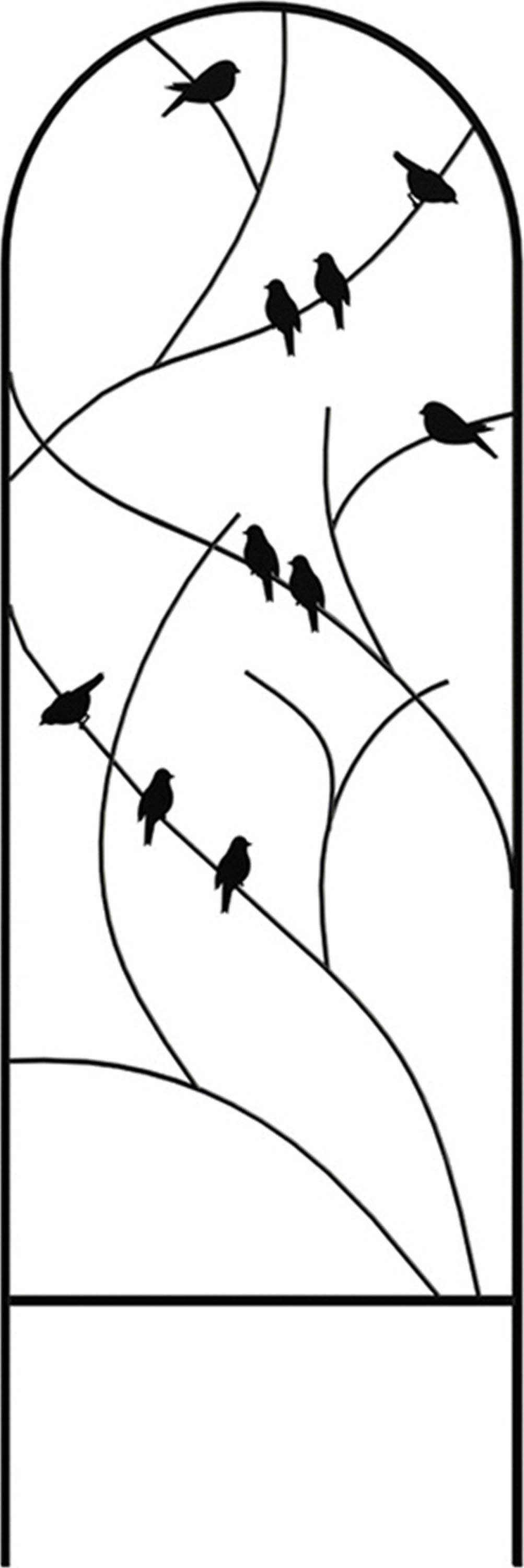 Perching Birds Garden Trellis (BLACK, 72 IN)