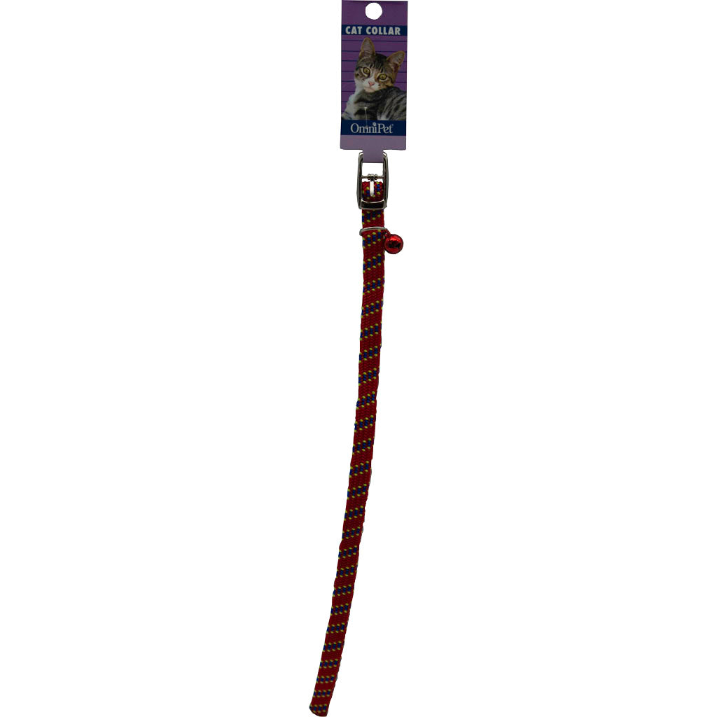 Pattern Stretch Cat Kwik Klip Collar W/ Bell (RED, 3/8 X 8-14 IN)