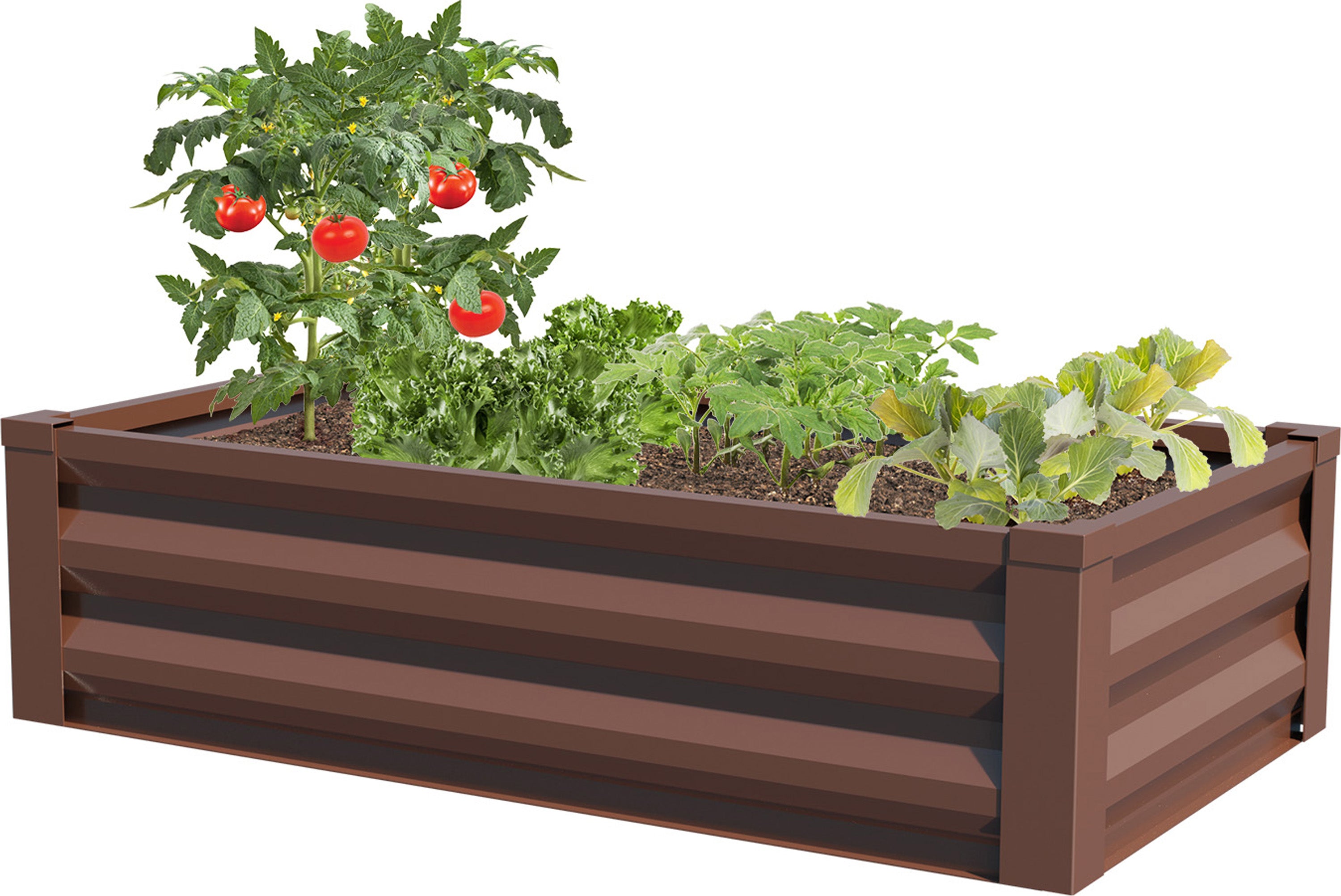 Panacea Galvanized Raised Garden Planter (TIMBER BROWN, 48X26X12 IN)