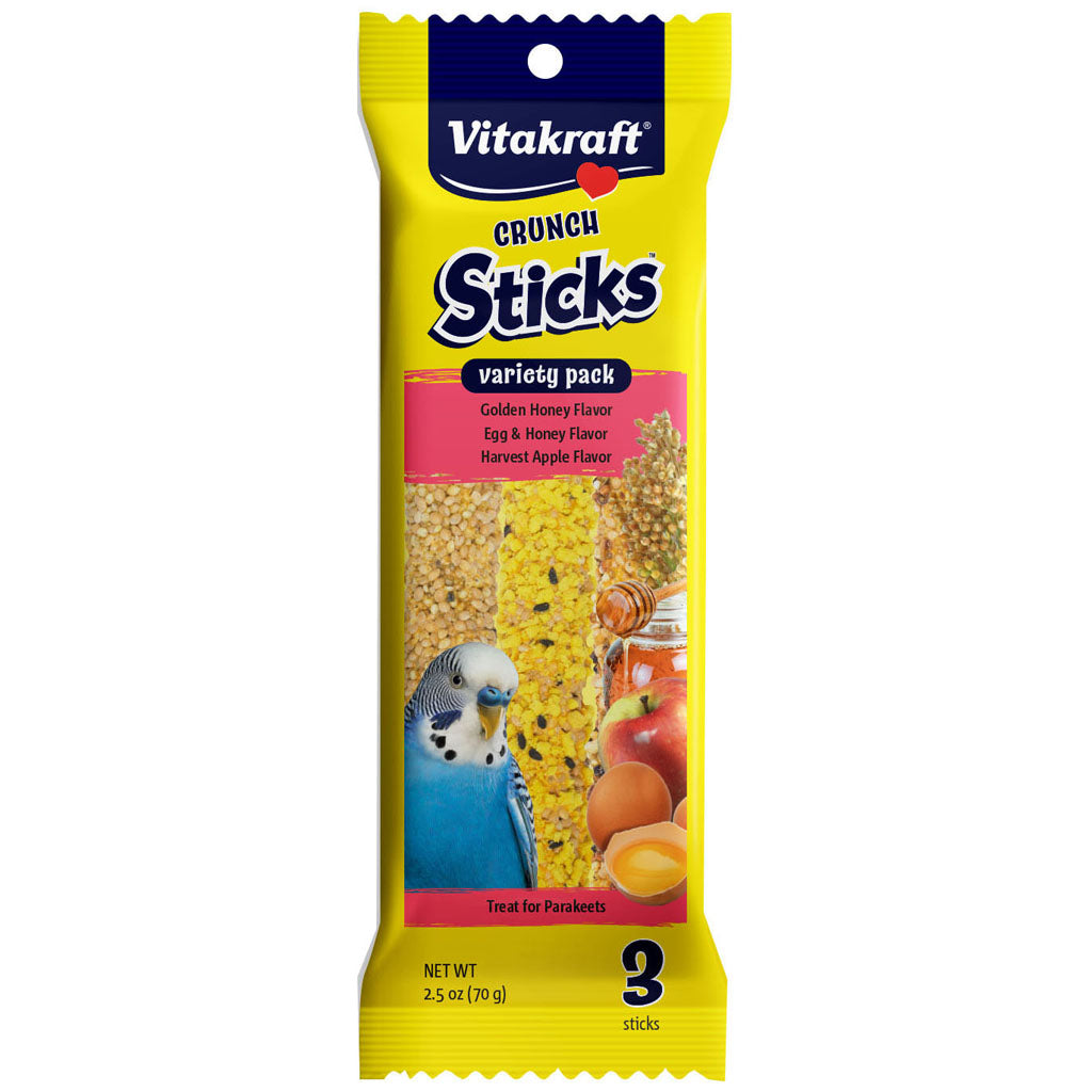 Vitakraft Crunch Sticks Variety Pk Parakeet Treats (HONEY/EGG/APPLE, 2.5 OZ-3 PK)