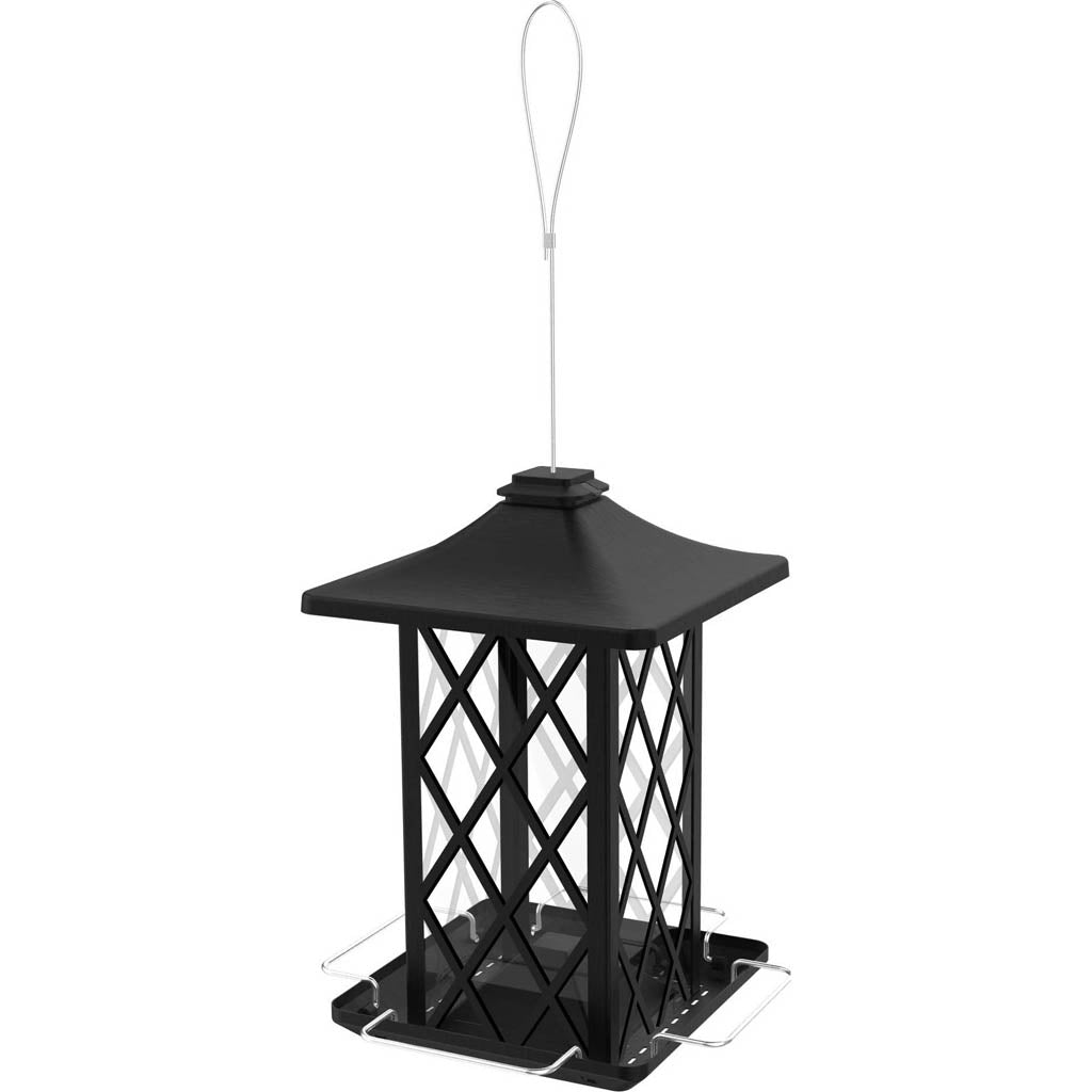 Contemporary Lantern Metal Gazebo Feeder (BLACK, 1.56 QT CAP)