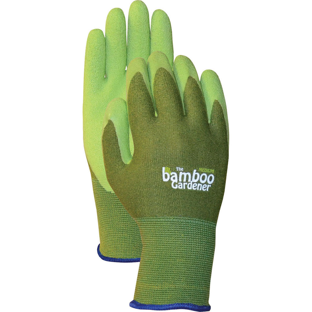 Bellingham Bamboo Gardener Rubber Palm Gloves (GREEN, MD)