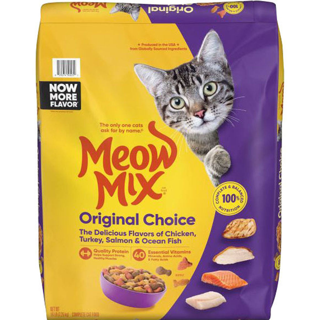 Meow Mix Original Choice Dry Cat Food (CKN/TURK/SALM/F, 16 LB)