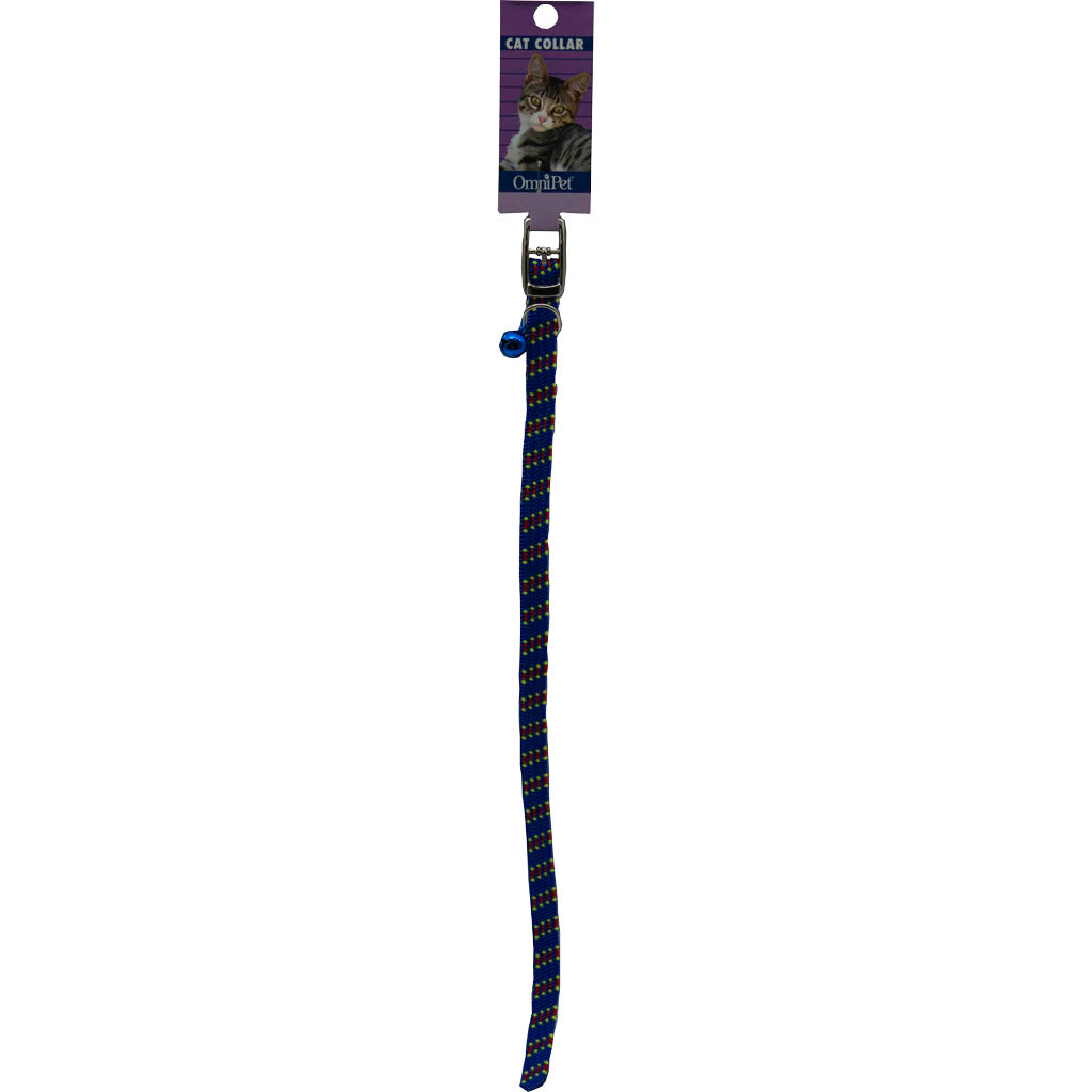 Pattern Stretch Cat Kwik Klip Collar W/ Bell (BLUE, 3/8 X 8-14 IN)