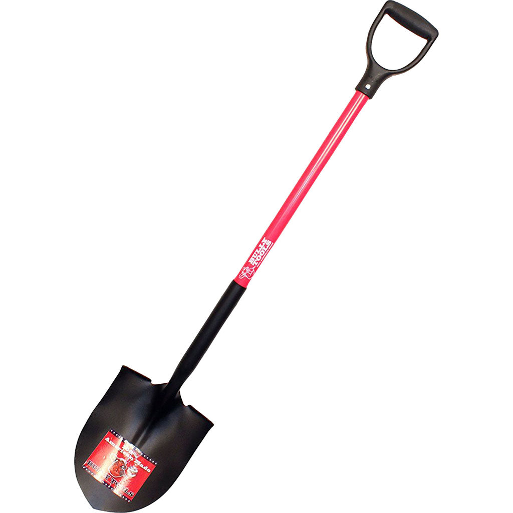 Bully Tools Round Point Shovel Fiberglass D Handle (RED, 46 IN)