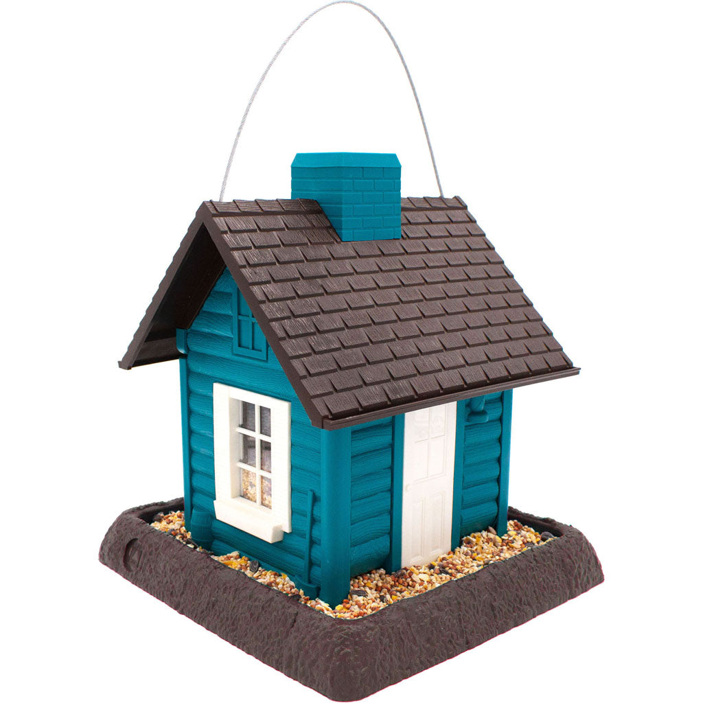 Village Collection Lakeside Cabon Bird Feeder (TEAL/BROWN, 5 LB CAP)
