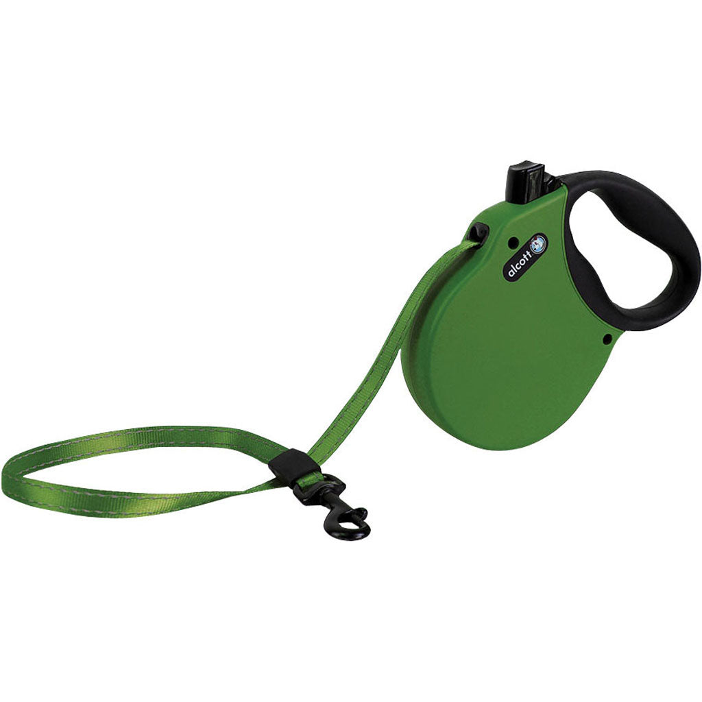 Alcott Adventure Retractable Belt Leash (GREEN, MD-16 FT)