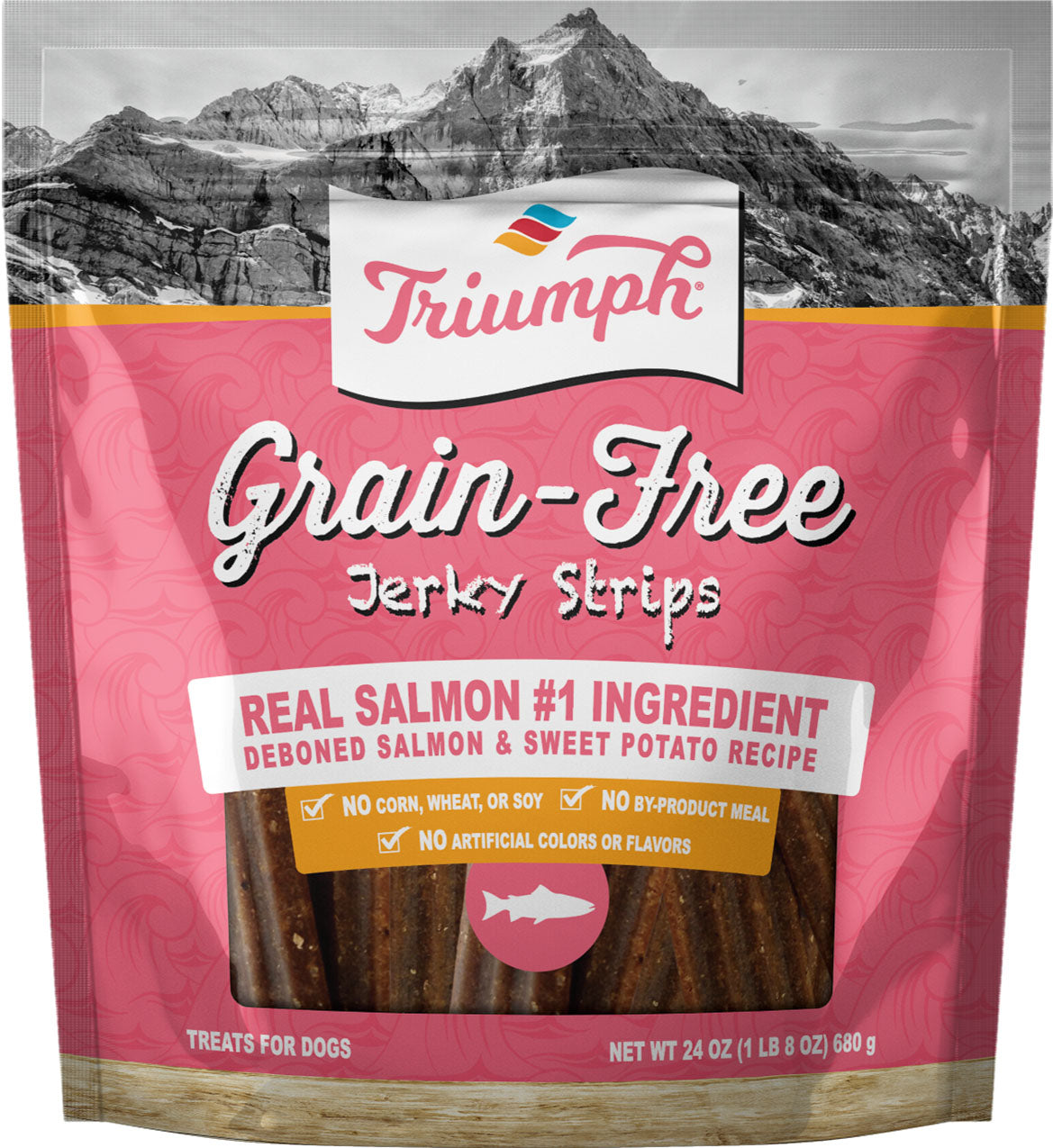 Triumph Grain Free Jerky Dog Treats (SALMON/SWEET PO, 24 OZ)
