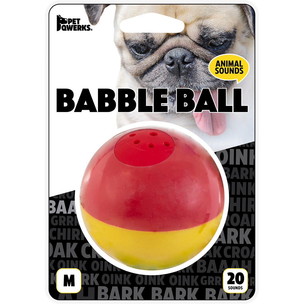 Animal Sounds Babble Ball Dog Toy (RED/YELLOW, MD)