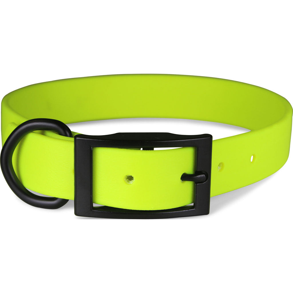 Zeta Biothane Dog Collar W/ Blk Hardware (NEON YELLOW, 3/4 X 18 IN)