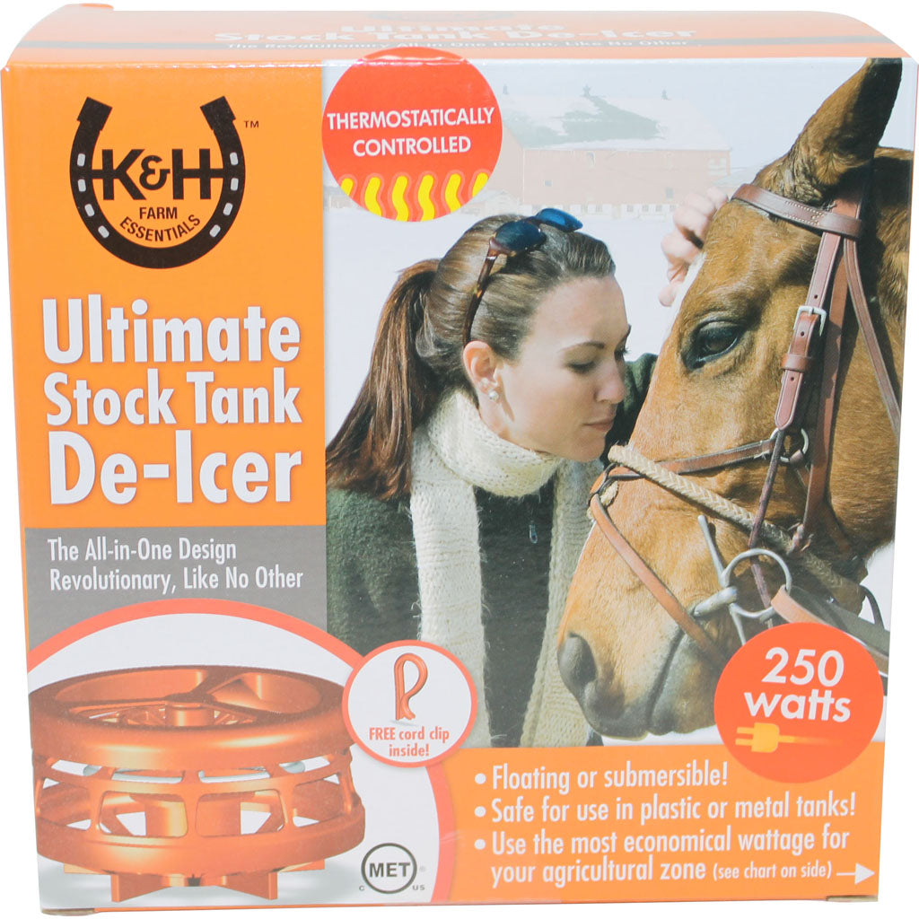 K&H Ultimate Stock Tank Deicer W/Cord Clip (RED, 250 WATT)