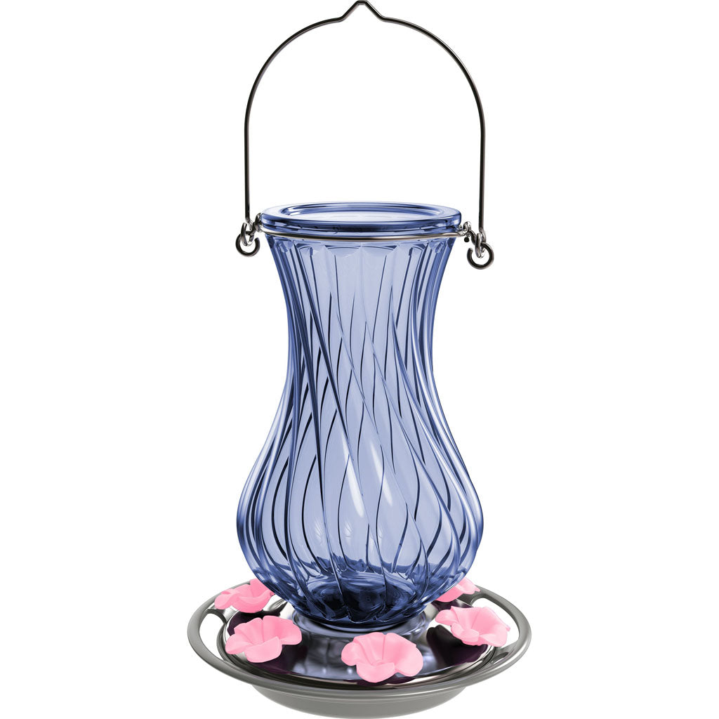 Perfect Pitcher Antique Glass Hummingbird Feeder (BLUE, 32 OZ)
