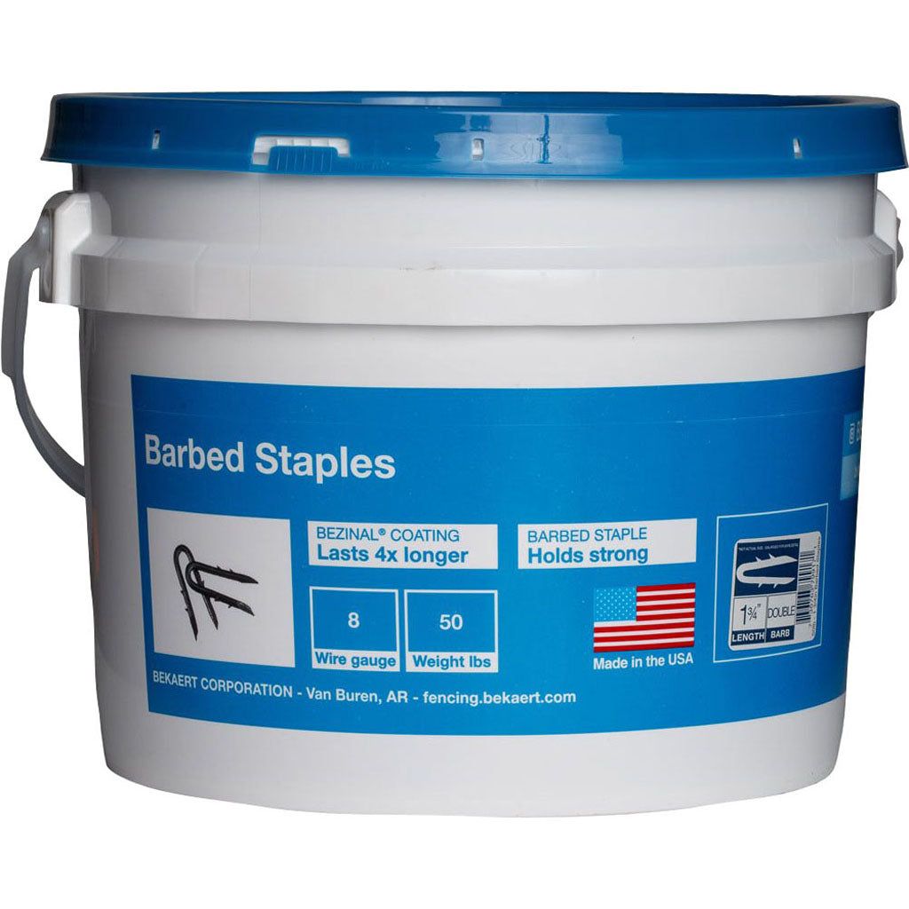Bekaert Barbed Fence Staple Bezinal Coated Bucket (8 GA-1.25 IN-50)