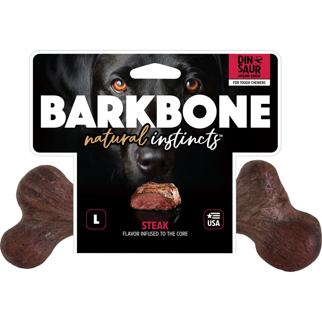 Dinosaur Barkbone Usa Extreme Dog Chew (STEAK, LG)