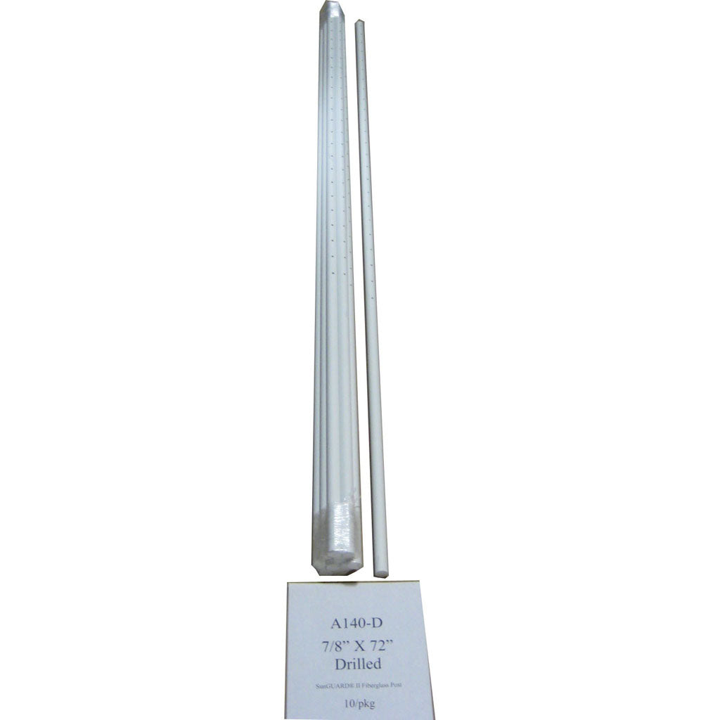 Sunguard Fiberglass Predrilled Fence Post (WHITE, 7/8 X 6FT 10PK)