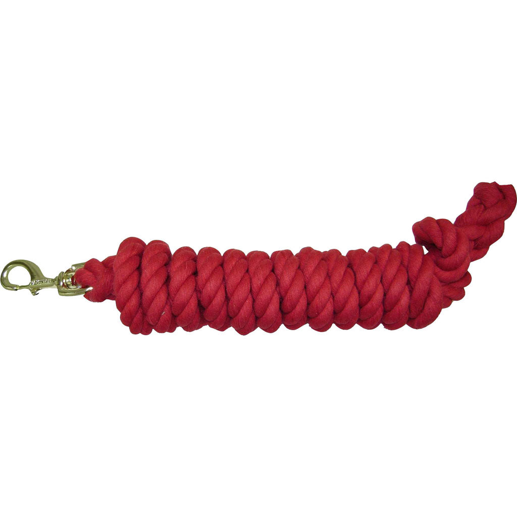 Hamilton Cotton Rope Lead W/Brass Bolt Snap (RED, 10 FT)