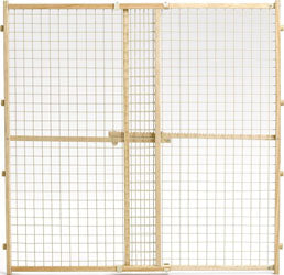 Wood/Wire Mesh Pet Gate (NATURAL, 44X29-50 IN)