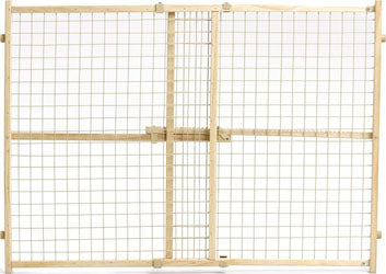Wood/Wire Mesh Pet Gate (NATURAL, 32X29-50 IN)