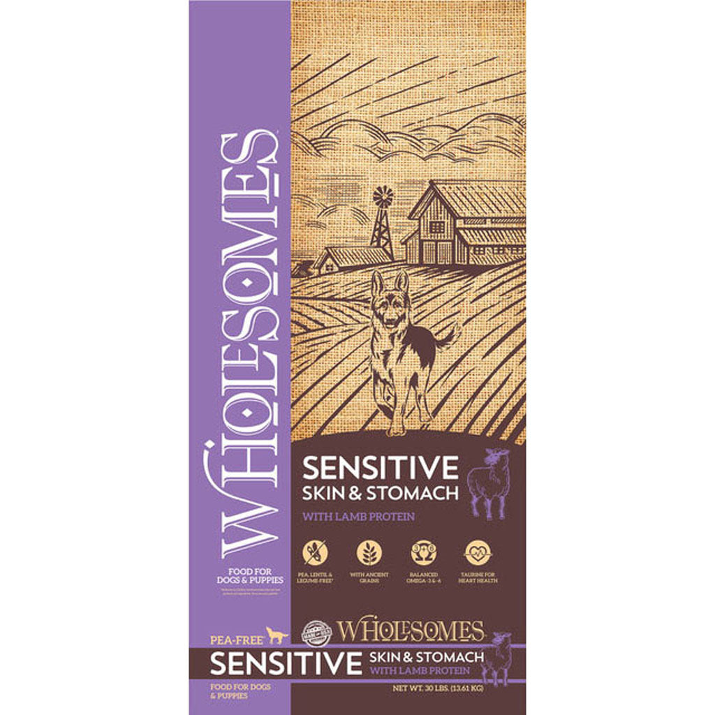 Wholesomes Sensitive Skin & Stomach Food (LAMB/BROWN RICE, 30 LB)
