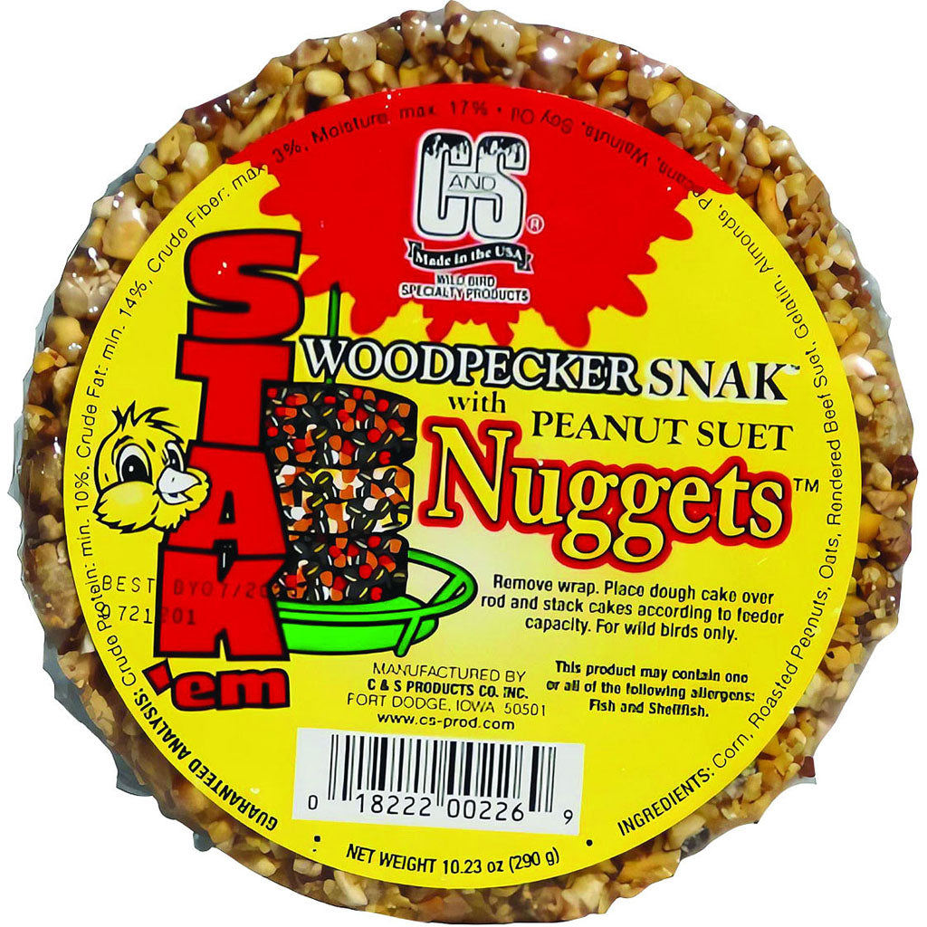 C&S Stak'Em Woodpecker Snak W/Suet Nuggets (PEANUT, 10.23 OZ)