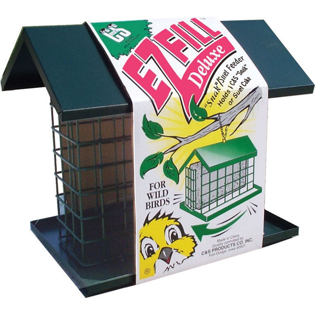 C&S E-Z Fill Snak/Suet Feeder W/Roof & Platform (GREEN, 8X10.75X7.4 IN)