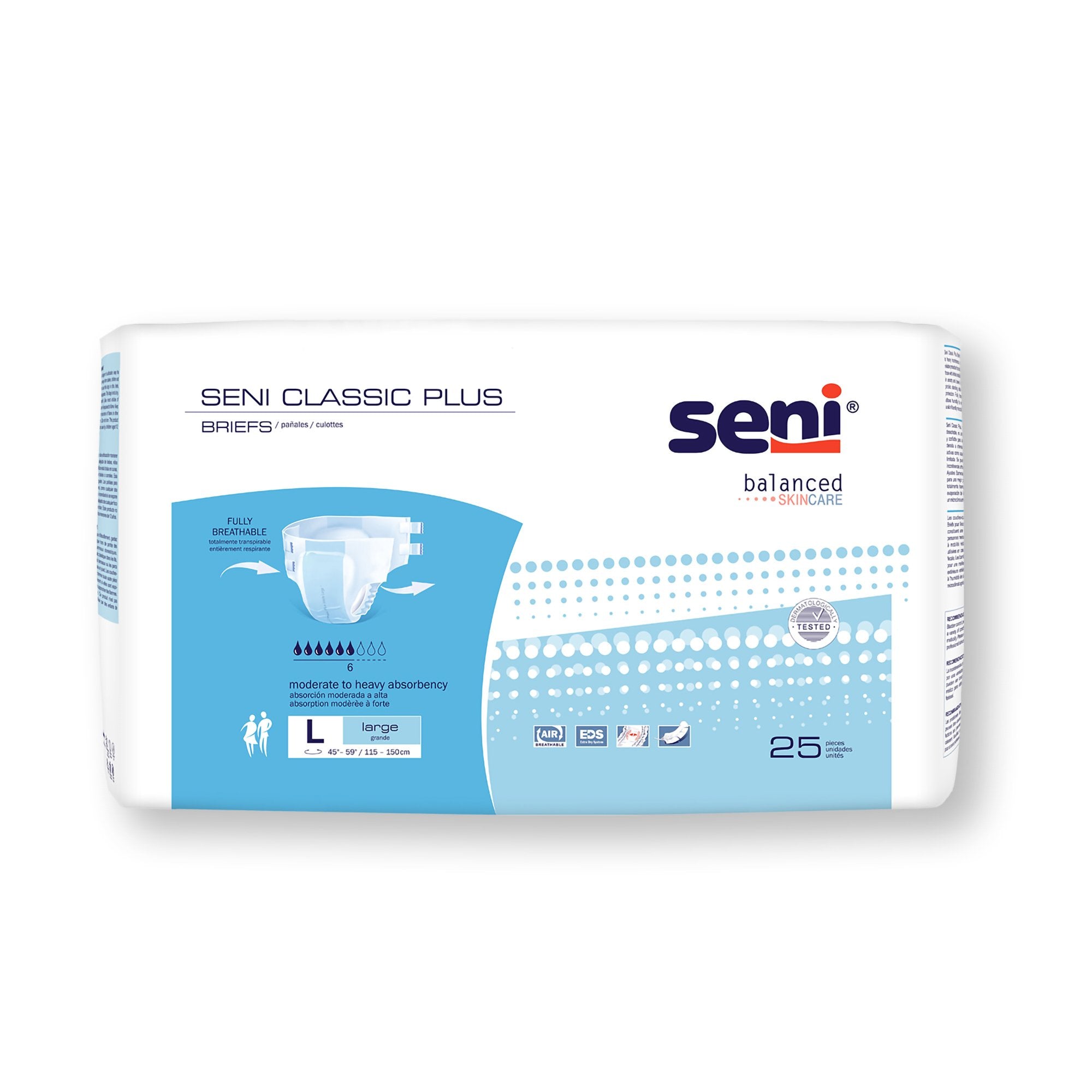 TZMO USA Inc - Unisex Adult Incontinence Brief Seni® Classic Plus Large Disposable Moderate Absorbency [100/CS]