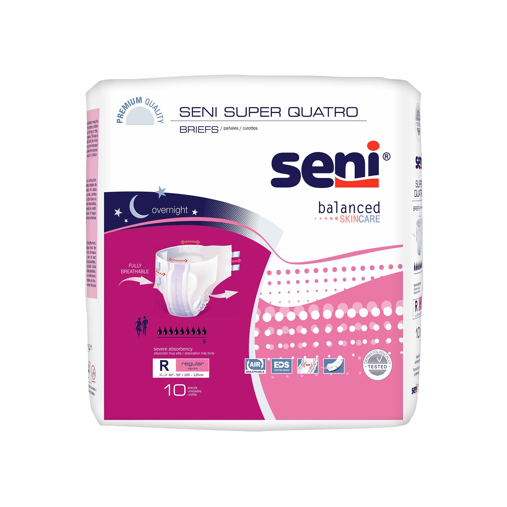 TZMO USA Inc - Unisex Adult Incontinence Brief Seni® Super Quatro Regular Disposable Heavy Absorbency [40/CS]