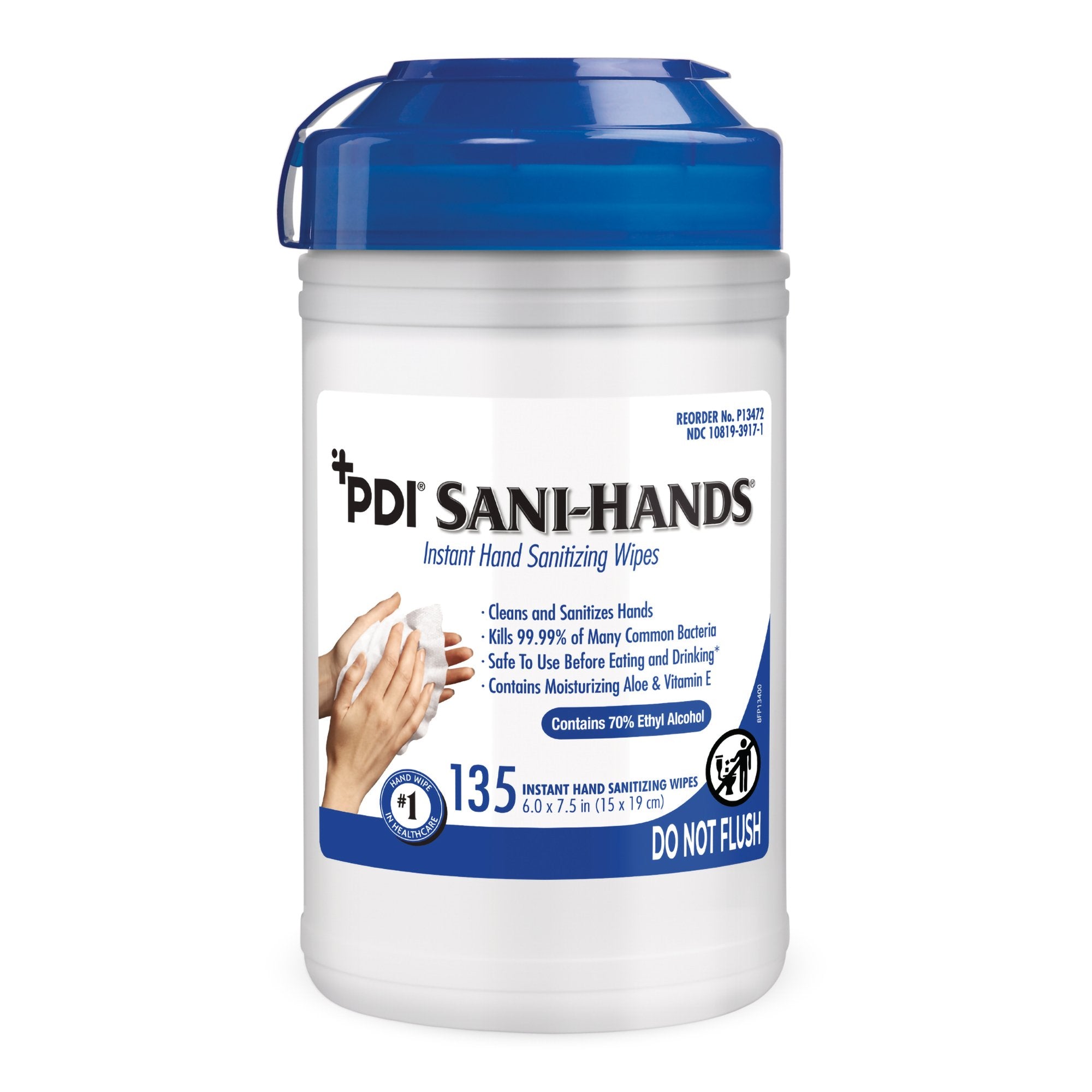 Professional Disposables - Hand Sanitizing Wipe Sani-Hands® 135 Count Ethyl Alcohol Wipe Canister [12/CS]