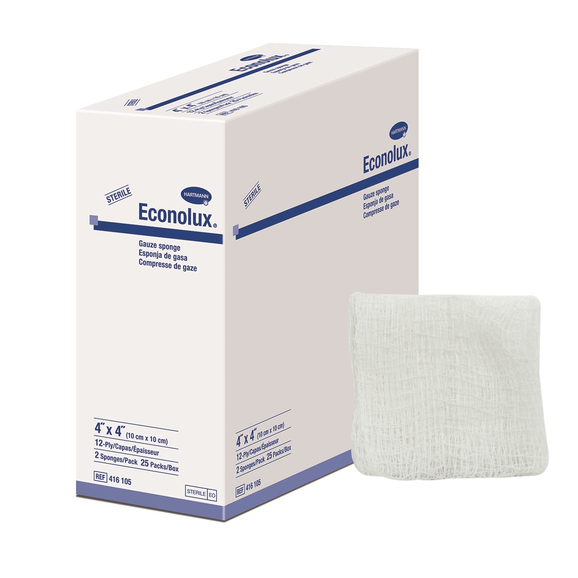 Hartmann - Gauze Sponge Econolux® 4 X 4 Inch 12-Ply Sterile 2 per Pack [600/CS]