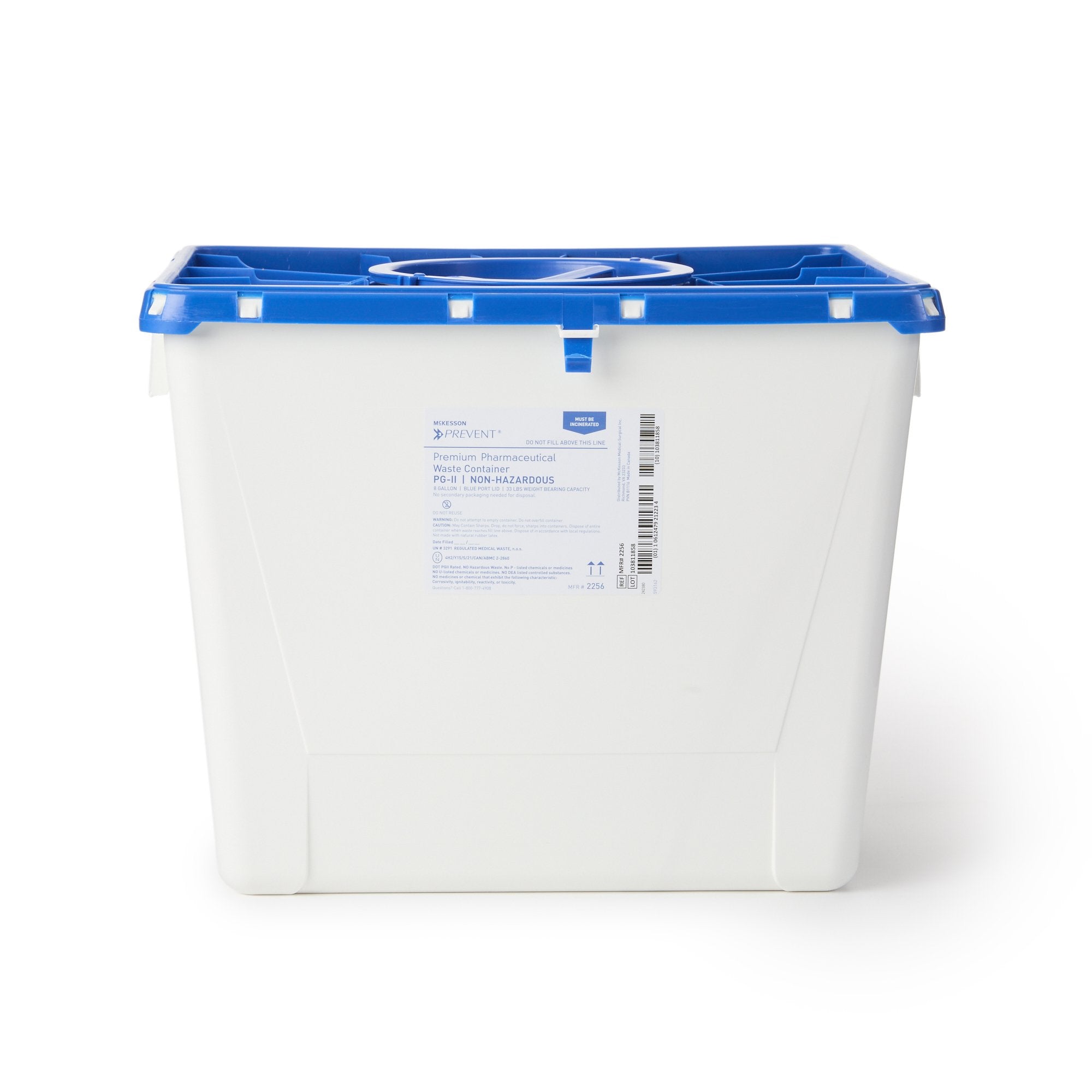 McKesson Brand - Pharmaceutical Waste Container McKesson Prevent® White Base 13-1/2 H X 17-3/10 W X 13 L Inch Vertical Entry 8 Gallon [9/CS]