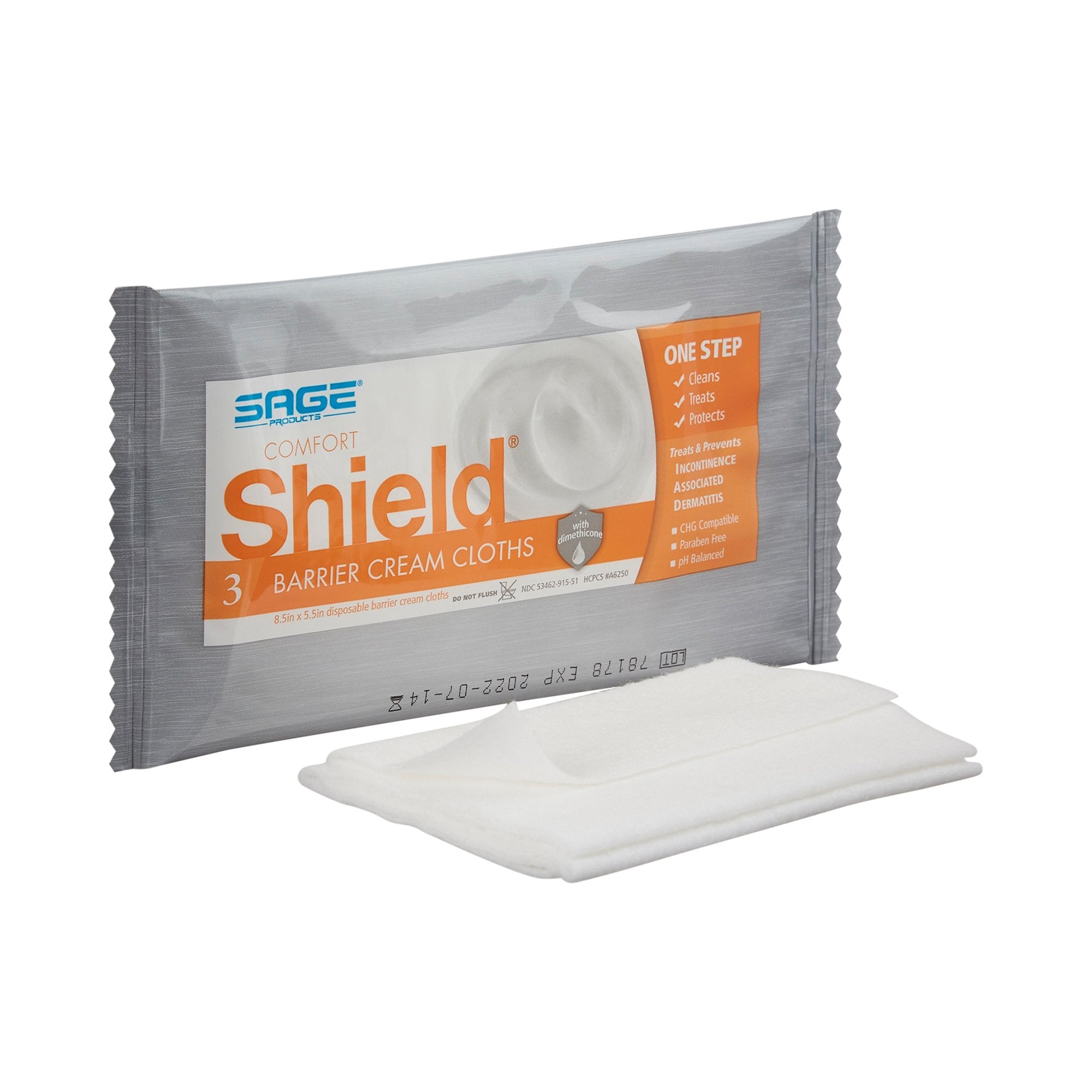 Sage Products - Incontinence Care Wipe Comfort Shield® Soft Pack Unscented 3 Count [100/CS]