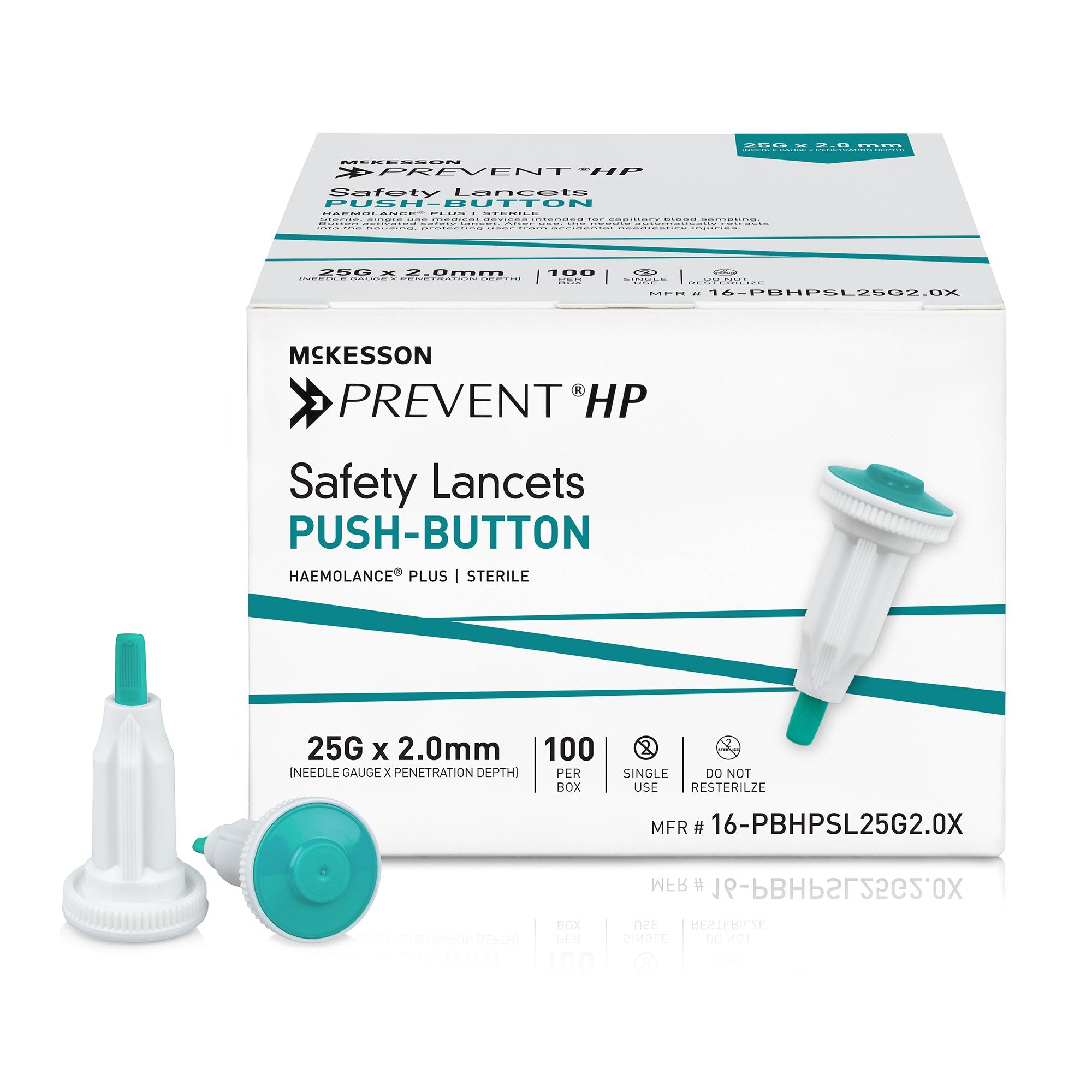 McKesson Brand - Safety Lancet McKesson Prevent® HP 25 Gauge Retractable Push Button Activation Finger [2000/CS] (1217986_CS)
