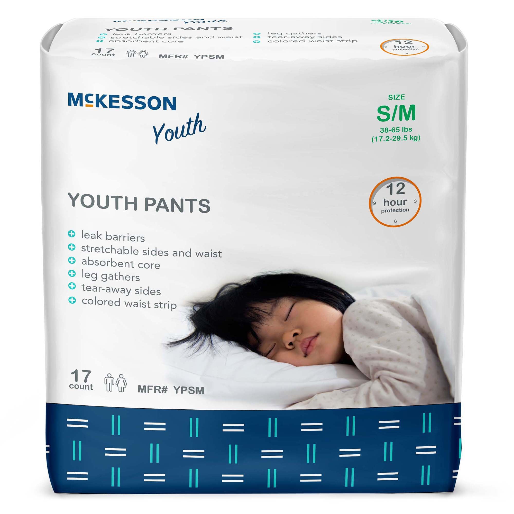 McKesson Brand - Unisex Youth Absorbent Underwear McKesson Pull On with Tear Away Seams Small / Medium Disposable Heavy Absorbency [68/CS]
