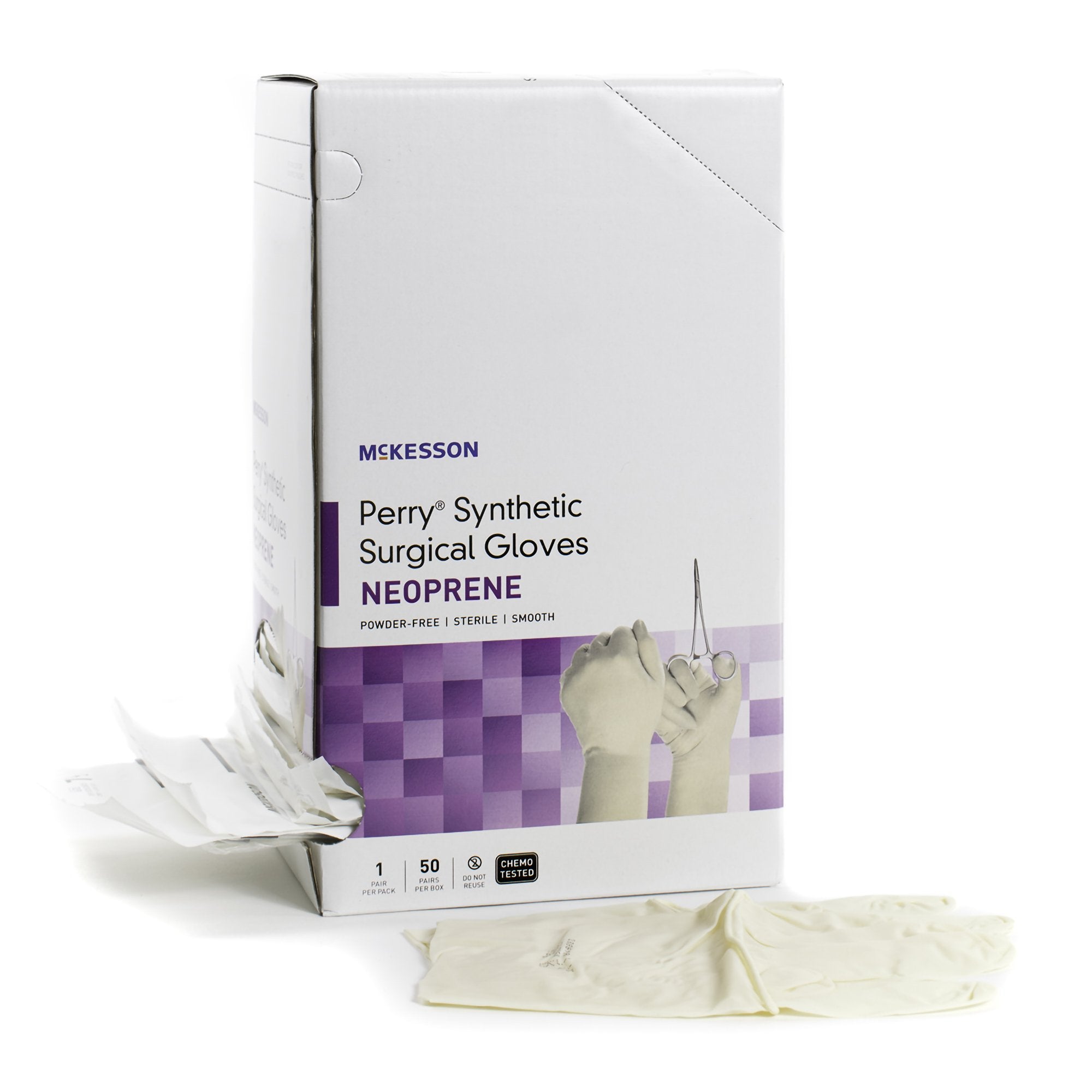 McKesson Brand - Surgical Glove McKesson Perry® Synthetic Surgical Gloves Size 7 Sterile Polychloroprene Standard Cuff Length Smooth Cream Chemo Tested [200/CS]