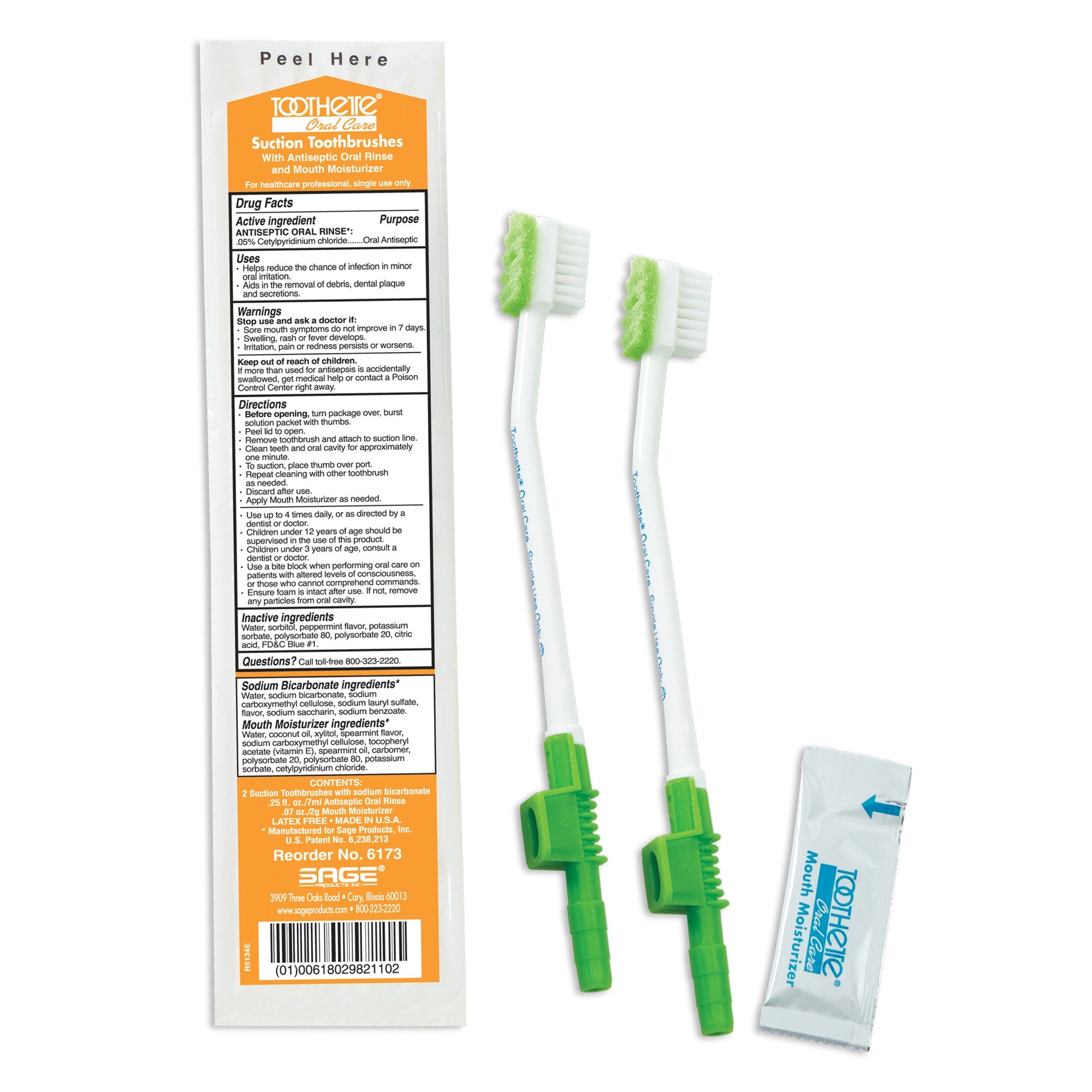 Sage Products - Suction Toothbrush Kit Toothette® NonSterile [100/CS] (463862_CS)