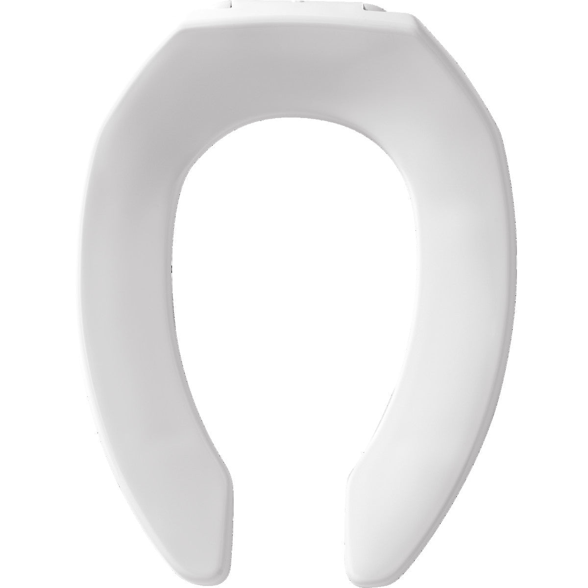 Bemis Elongated Open Front Less Cover Commercial Plastic Toilet Seat in White with STA-TITE® Commercial Fastening System Self-Sustaining Check Hinge, DuraGuard® and Firepro