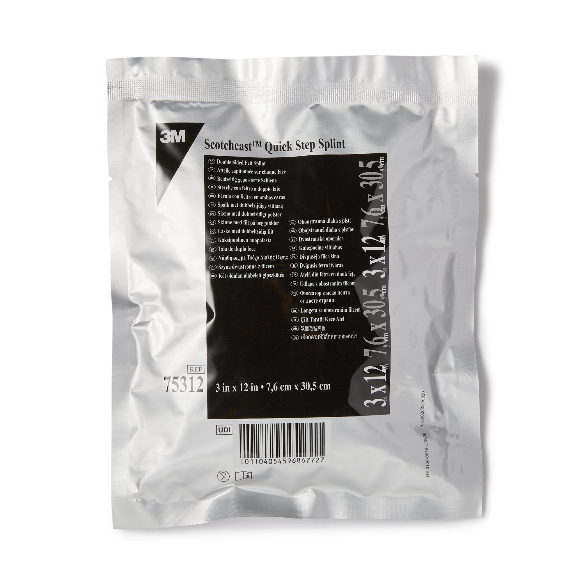 Solventum Corporation - Padded Precut Splint 3M™ Scotchcast™ Quick Step Double Sided Felt 3 X 12 Inch Felt / Fiberglass White [10/CS]