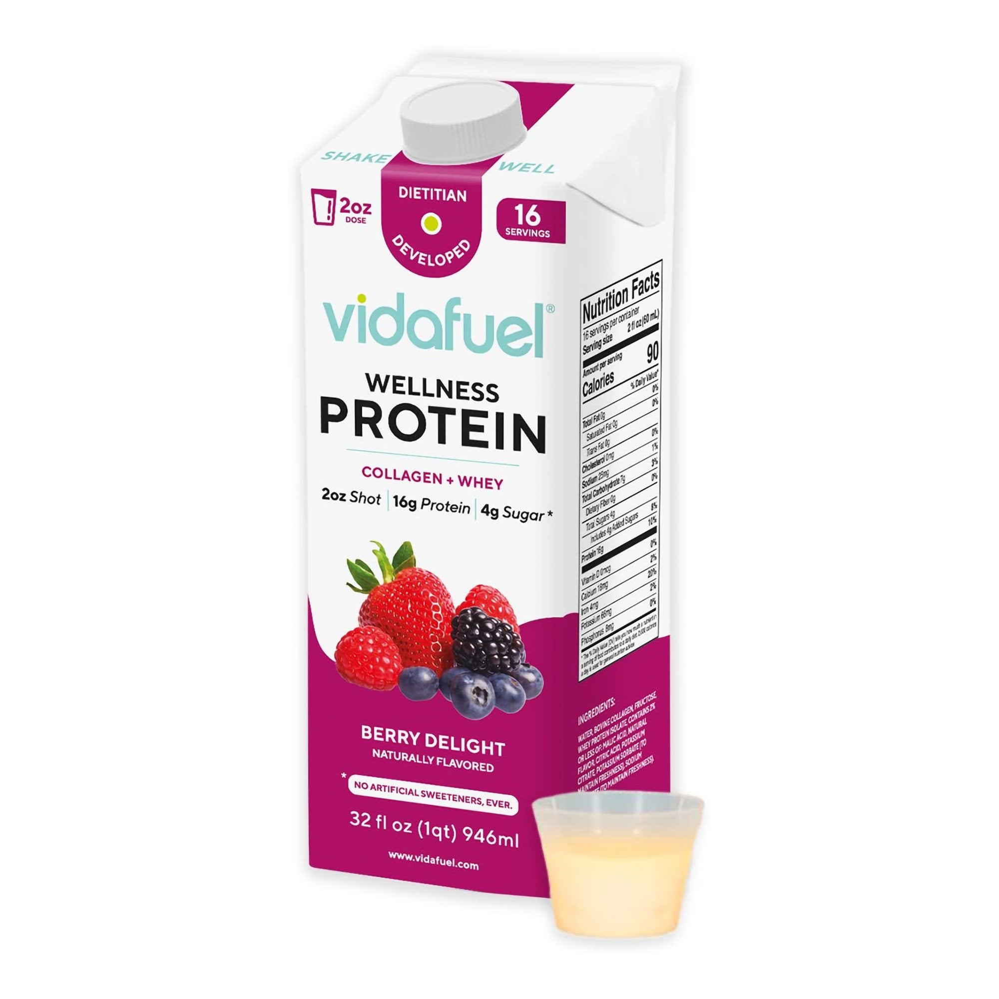 Vidafuel Inc - Oral Supplement Vida Fuel Wellness Protein Berry Delight Flavor Liquid 32 oz. Reclosable Carton [6/CS]