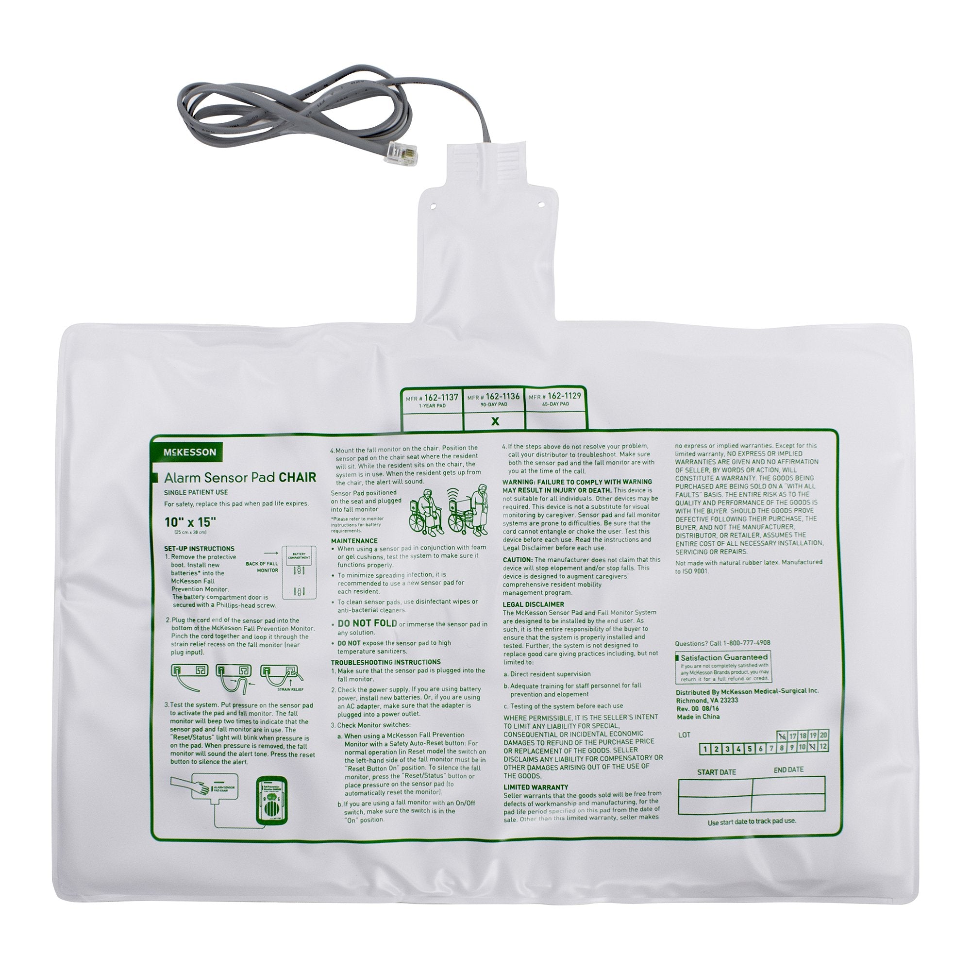 McKesson Brand - Chair Sensor Pad McKesson Brand 10 X 15 Inch [50/CS] (1020963_CS)